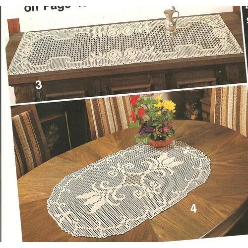Crochet Doily Pattern Runner with Rose Motif