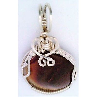 Fire Agate Sterling Silver Wire Wrap Gemstone Pendant 15
