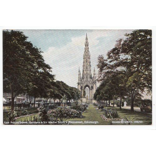 East Princes Street Gardens & Monument Edinburgh Reliable Series Postcard 34042
