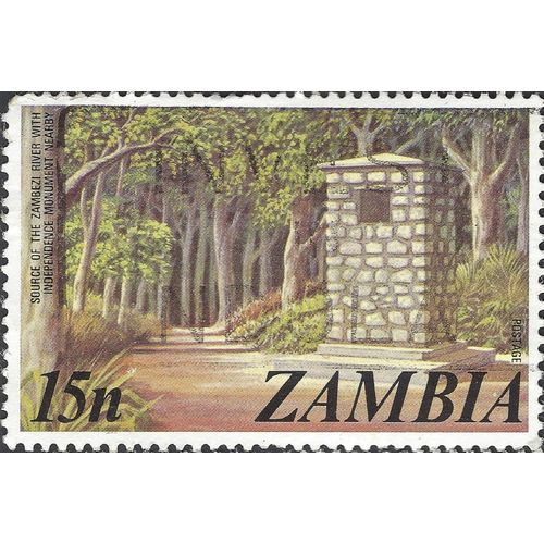 ZAMBIA, Independence monument, Zambezi source, grey 1975, 15n