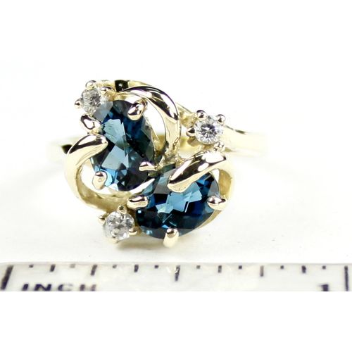 London Blue Topaz, 10KY Gold Ring, R016