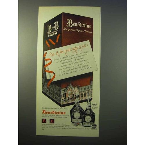 1952 Benedictine B&B Liqueur Ad - Finest Gifts Of Adll