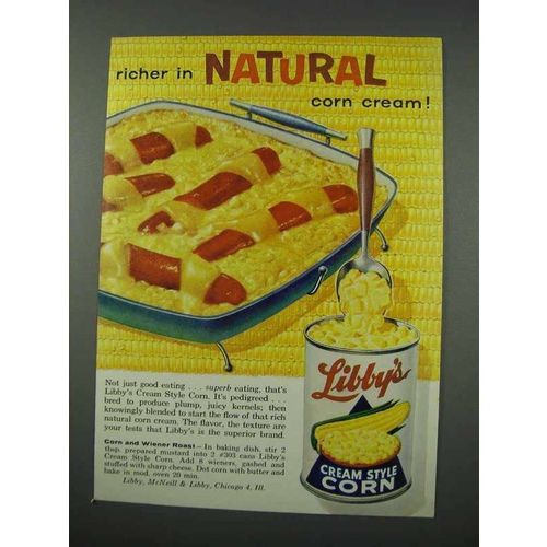 1961 Libby's Cream Style Corn Ad - Richer Natural