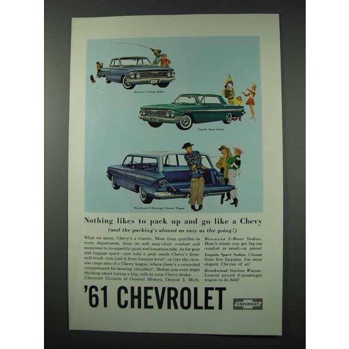 1961 Chevy Car Ad - Biscayne, Impala, Brookwood