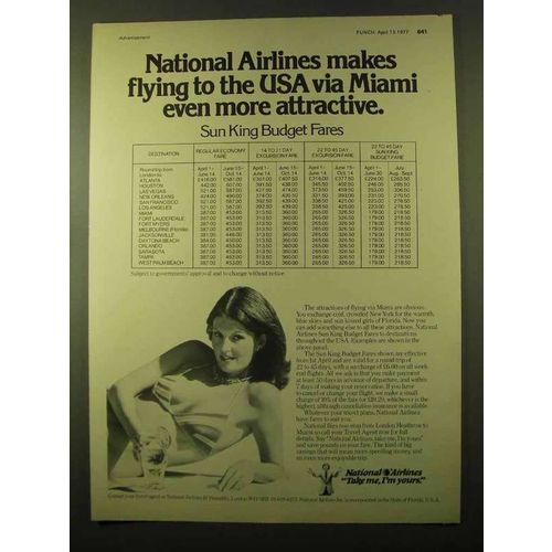 1977 National Airlines Ad - Flying to the USA via Miami