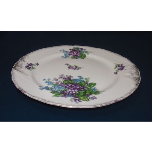 Lefton Spring Bouquet dinner plate 4590 purple blue flowers vintage great