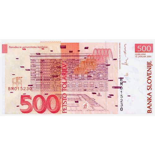2001 - Slovenia 500 Tolarjev Banknote UNC