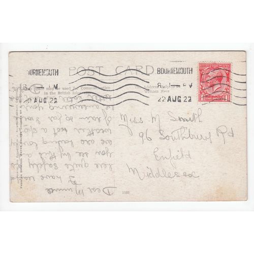 Marine Drive & Boscombe Pier Dorset 1922 A R Quinton Postcard Art 1193