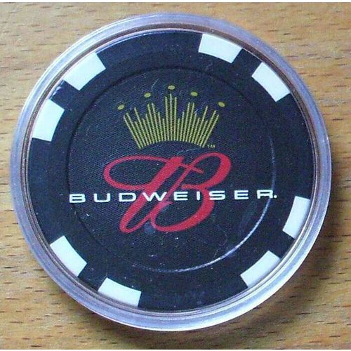 Budweiser Beer POKER CHIP Golf Ball Marker - Black