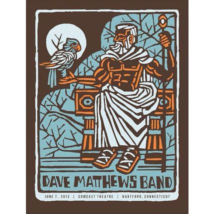 2013 DAVE MATTHEWS BAND HARTFORD STAINED GLASS STATUE CONCERT POSTER 6/7 CT S/N
