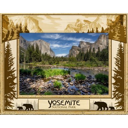 Yosemite National Park Laser Engraved Wood Picture Frame Landscape (5 x 7)