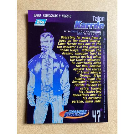 Star Wars Finest Base trading Card # 47 Talon Karrde (A) 1996 Topps