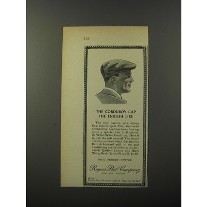 1953 Rogers Peet Corduroy Cap Advertisement