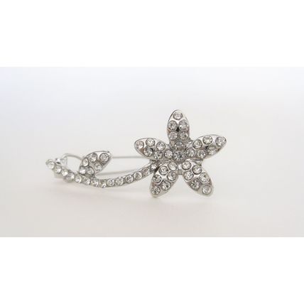 Small crystal single flower hair pin barrette bridal clip for fine thin hair