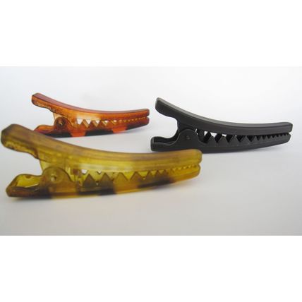 2 1/4 inch black auburn golden acrylic alligator hair clip fine thin hair