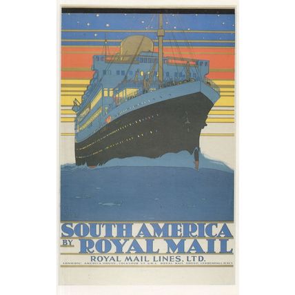 Royal Mail Lines Old South America Ship Transport Poster Postcard