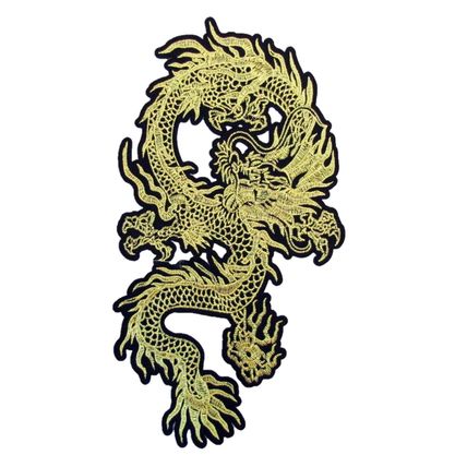 Oriental Dragon Iron On Patch Large Embroidered Badge 29.3 x 18 cm Motif P509
