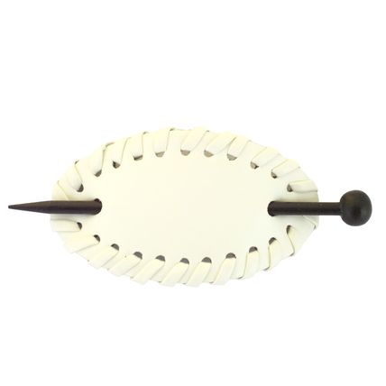 LEATHER WITH WOOD SLIDE STICK HAIR PIN - ASSORTED COLORS - 1 PC. (143)
