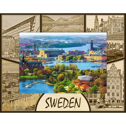 Sweden Laser Engraved Wood Picture Frame Landscape (8 x 10)