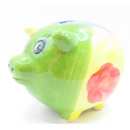 Piggybank Floral Multicoloured Ceramic Money Box 9 CM Gift Home Decor Savings