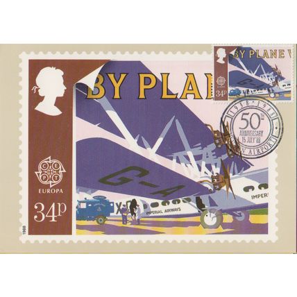 GB 1988 50th anniversary of Luton Airport special pm frontal used 34p PHQ
