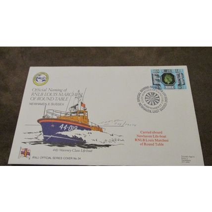 Signed 1977 GB Cover- RNLI Lifeboat Louis Marchesi - Newhaven, East Sussex