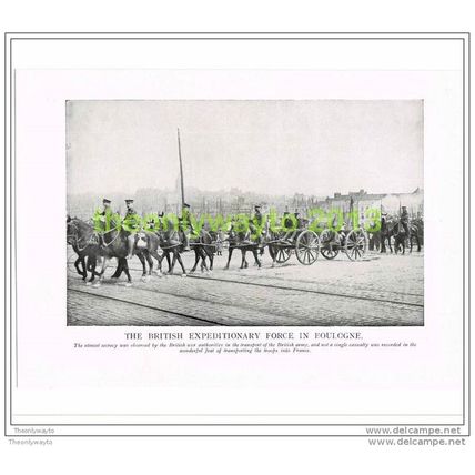 BRITISH EXPEDITIONARY FORCE IN BOULOGNE, PHOTO BOOK ILLUSTRATION c1914