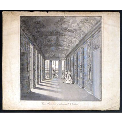 VEUE PERSPECTIVE ET INTERIEURE DE LA GALERIE 1720s Bernard Picart ETCHING
