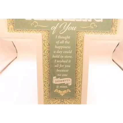 Thinking of You Cross Green Plaque Freestanding Wall Hanging 25 CM Gift Faith