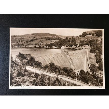Vintage Postcard Pen Y Gareg Elan Valley Dam Wales Selwyn Park Library UNUSED GC