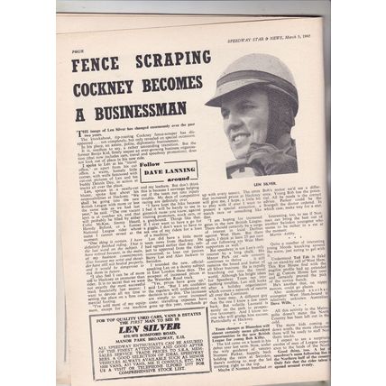 Speedway Star & News. March 5, 1965. Len Silver profile. Ron Mountford.