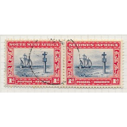 AFRICA SOUTH WEST 1931 1d CAPE CROSS SG75 HORIZONTAL PAIR SHADE USED SWA