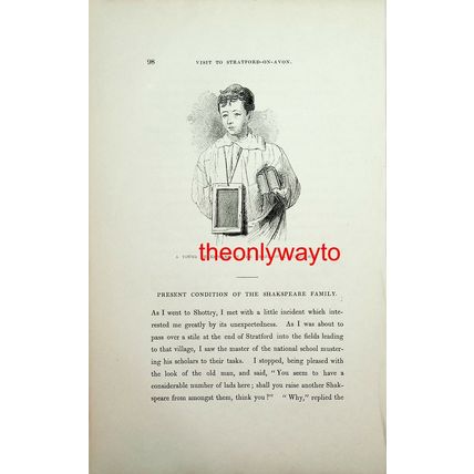 Young Schoolboy Shakespeare, Stratford-On-Avon, Book Illustration (Print), 1840
