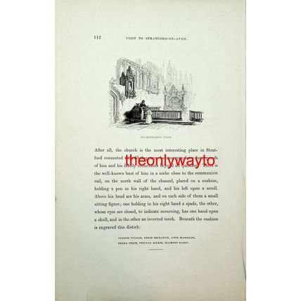 Shakespeare's Tomb, Stratford, Book Illustration (Print), 1840
