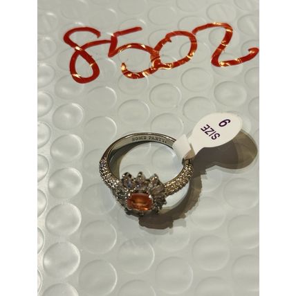 NWT Ring Bomb Party Sz9 RBP Flower Brilliant Orange Rhodium P Costume Jewelry