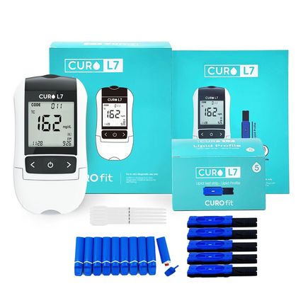 CURO-L7 Professional Grade Blood Cholesterol Testing with Home KIT - All-In-One