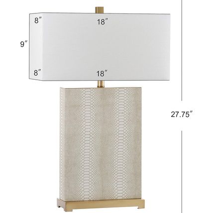 SAFAVIEH Lighting Collection Joyce Modern Art Deco Cream Faux Snakeskin Rectangl