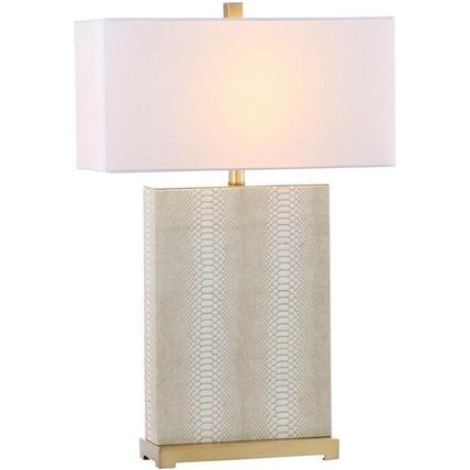 SAFAVIEH Lighting Collection Joyce Modern Art Deco Cream Faux Snakeskin Rectangl
