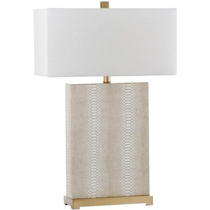 SAFAVIEH Lighting Collection Joyce Modern Art Deco Cream Faux Snakeskin Rectangl