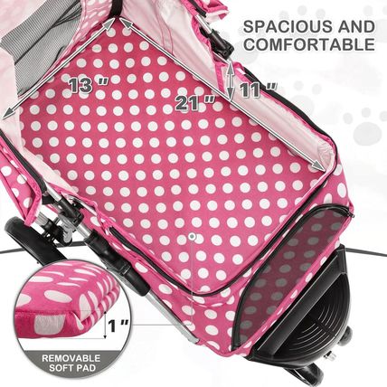 Monibloom 3 Wheels Pet Dog Cat Stroller for Small Medium Dogs Cats, Foldable Jog