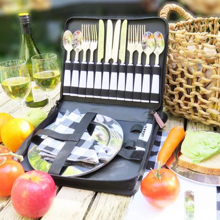 Camping Silverware Set with Case, 11 Pcs Camping Mess Kit with Stainless Steel P