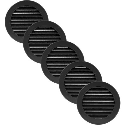 Vent Systems 4'' Inch - Pack of 5 - Black Soffit Vent Cover - round Intake or Ex