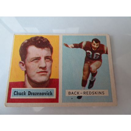 1957 Topps Football Card # 060 Chuck Drazenovich VG (3) Washington Redskins