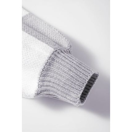 Gray Checkered Bishop Sleeve Sweater