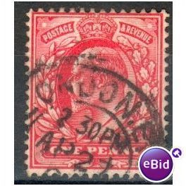 GB stamps 1902-10 KEV11 - 1d SG219 London 38