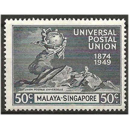 Singapore 1949 SG36 50c Blue-Black UPU Fine Used . .. .