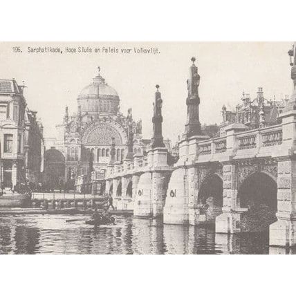Sarphatikade Hoge Sluis En Palais Voor Volkdvlijt Reproduction Old View Postcard