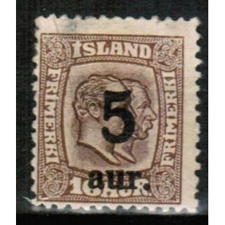 1921 Iceland - Surcharge 5 aur on 16 aur - Mint og Sc# 131