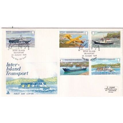 Guernsey 1981 Inter-Island Transport Mercury FDC special cancel typed VGC