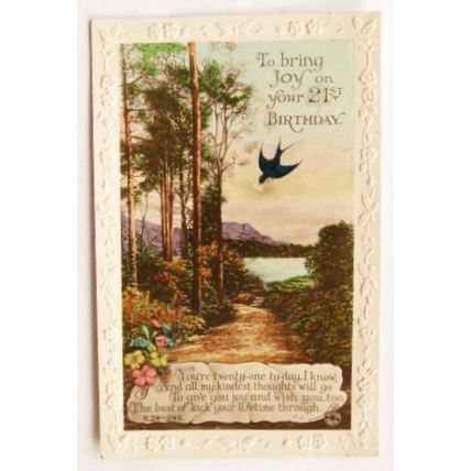 vintage Greetings postcard - Joy on your 21st Birthday